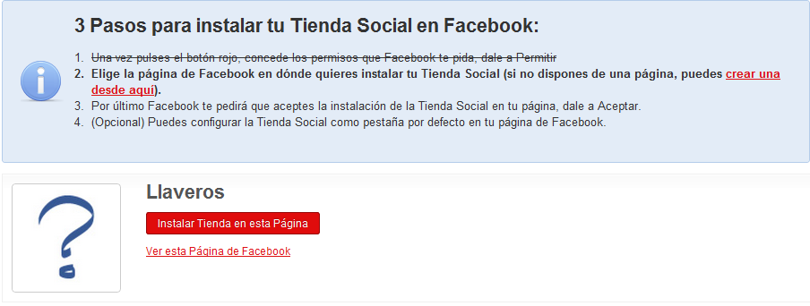 Paso 3: Tienda social en Facebook