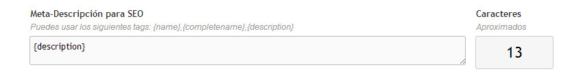 etiquetas description