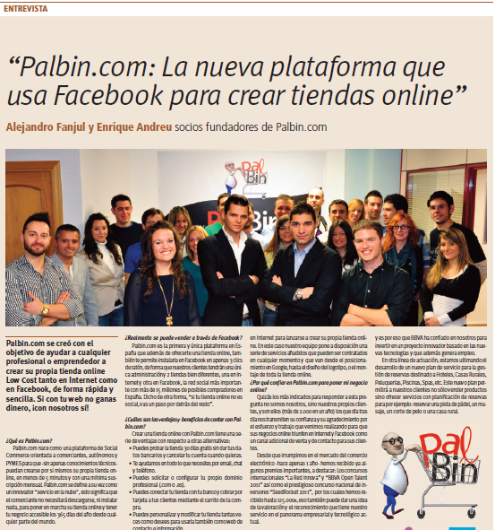 Palbin.com aparece hoy en "Soy online" de la Razón