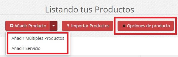 Cambio en la disposición de botones en la pestaña de Productos y Cupones