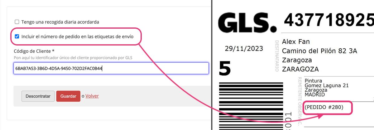 Posibilidad de añadir el Nº de pedido a las etiquetas de envíos de GLS
