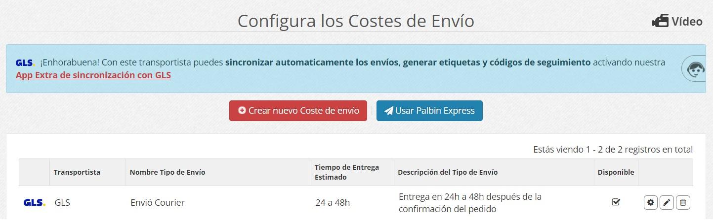 Nueva Integración de transportistas GLS y Correos Express