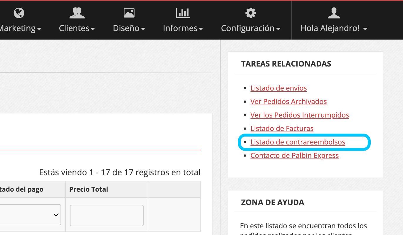 Nuevo enlace para acceder a los Pedidos Contrarreembolso	