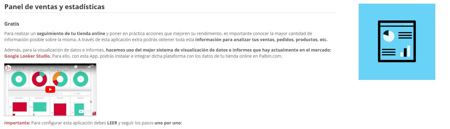 Nueva aplicación extra “Panel de Ventas y Estadísticas” para analizar las ventas con Looker Studio